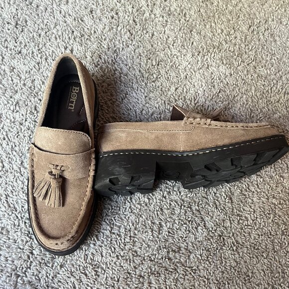 Born Capri Tassel Platform Loafer - Taupe Suede - Picture 2 of 5